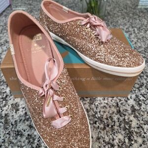 Kate Spade Rose Gold Glitter Sneakers
